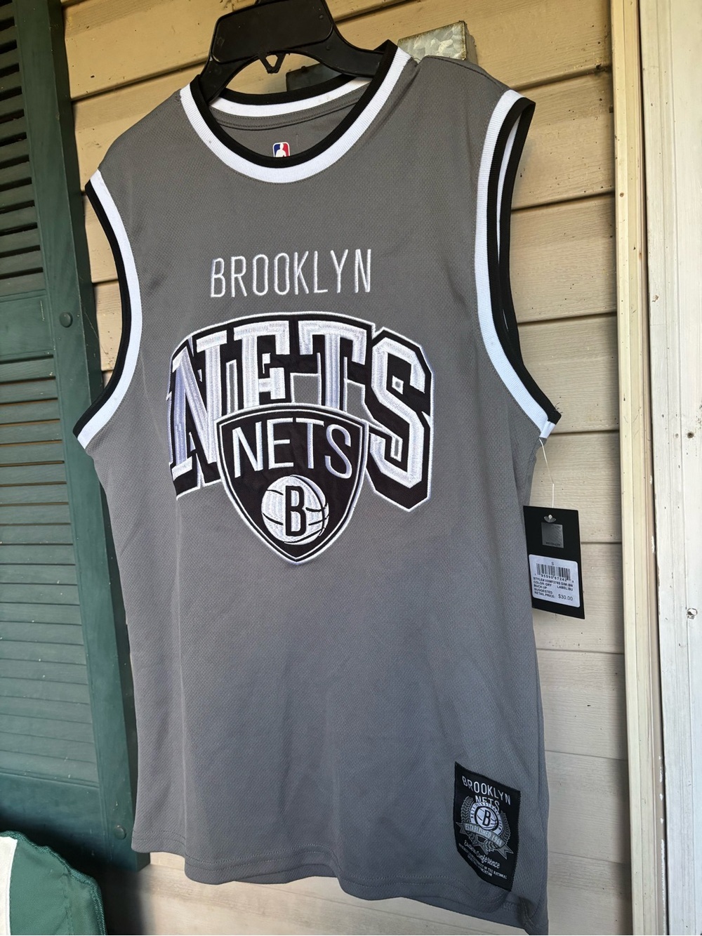 NBA Brooklyn Nets Gray and Black Sleeveless Jersey